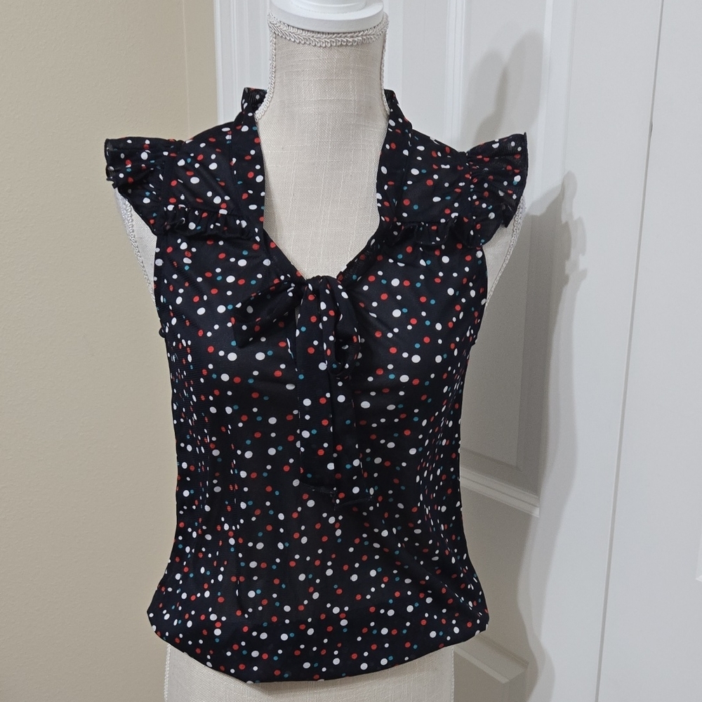 NEW WITH TAG Julie's Closet White,red & Blue Polka Dot Top Sz M